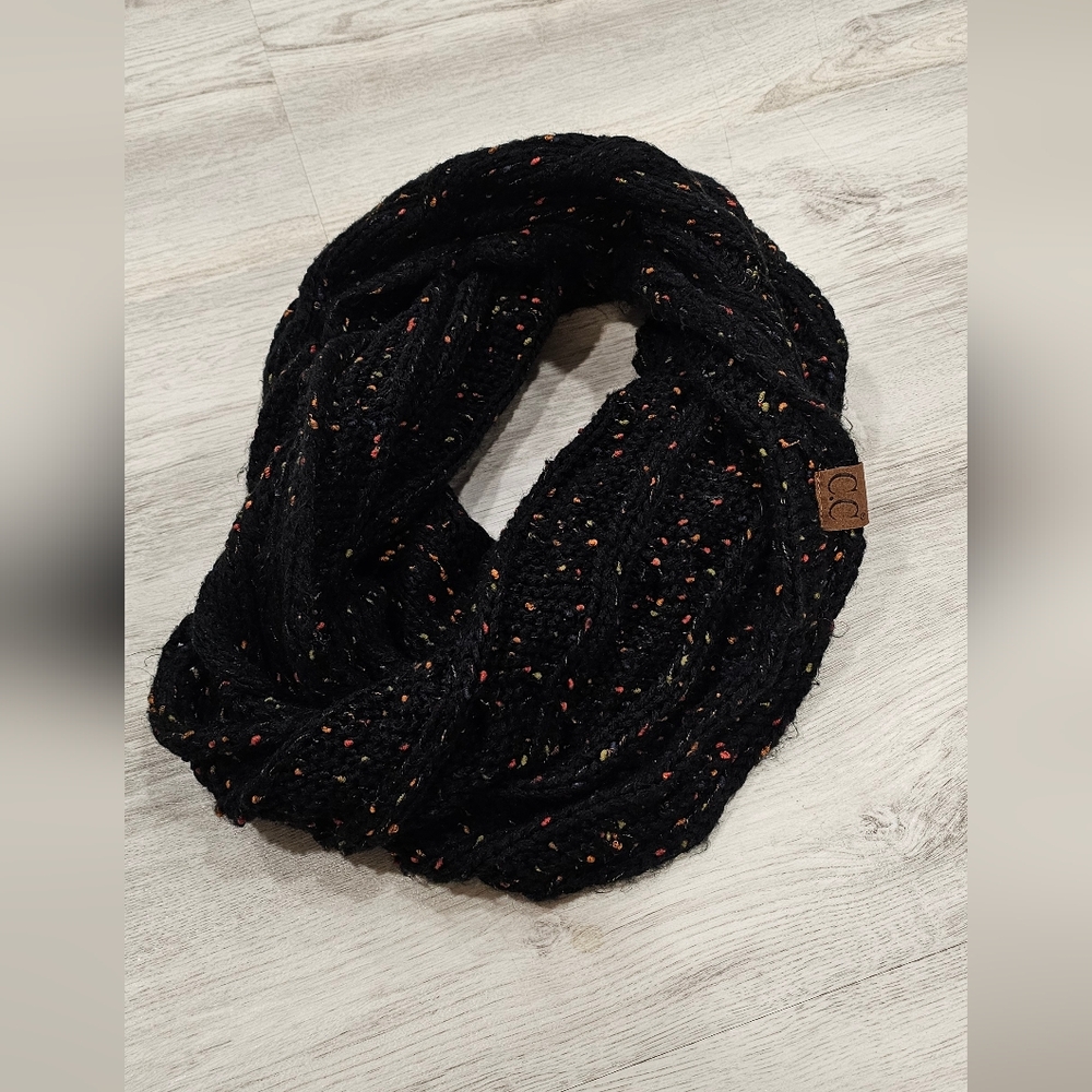 C.C Black Knit Infinity Scarf